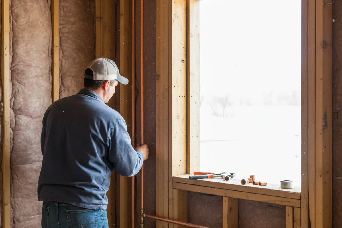 Licensed plumber running new copper supply lines in a Skokie home