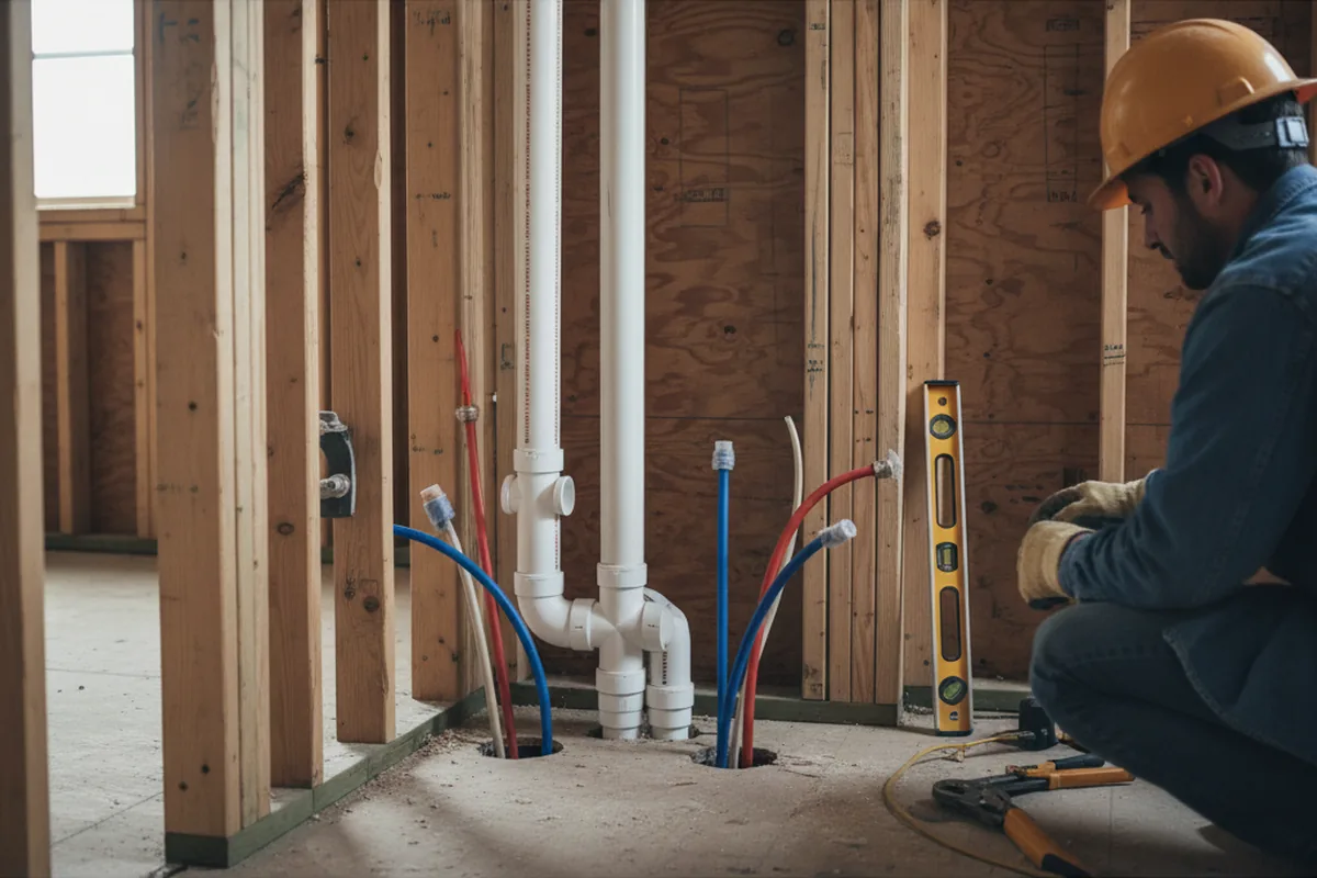 Drain and supply rough-in during Drain Cleaning in Skokie